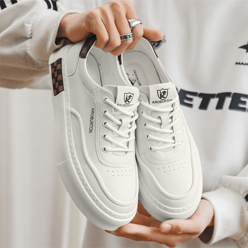 Damen Sportliche Sneakers mit modischem Leder-Design und dämpfender Laufsohle EB