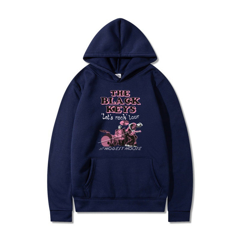 Damen Kapuzenpullover mit kreativem Rockband-Design und komfortabler Passform EB