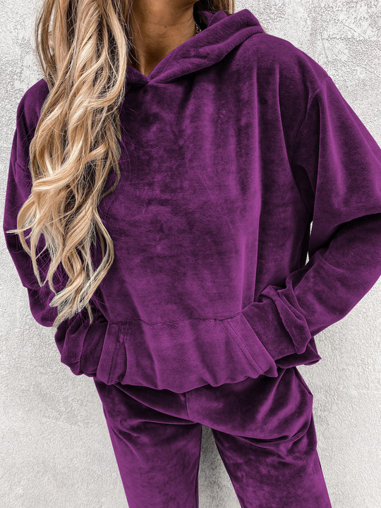 Damen kuscheliges Fleece-Set mit hohem Kragen und elastischen Bündchen EB