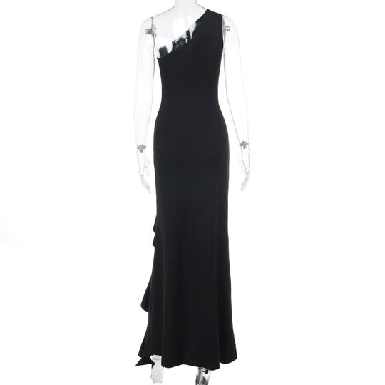 Damen Elegantes Maxikleid mit asymmetrischem Schnitt und Raffung EB