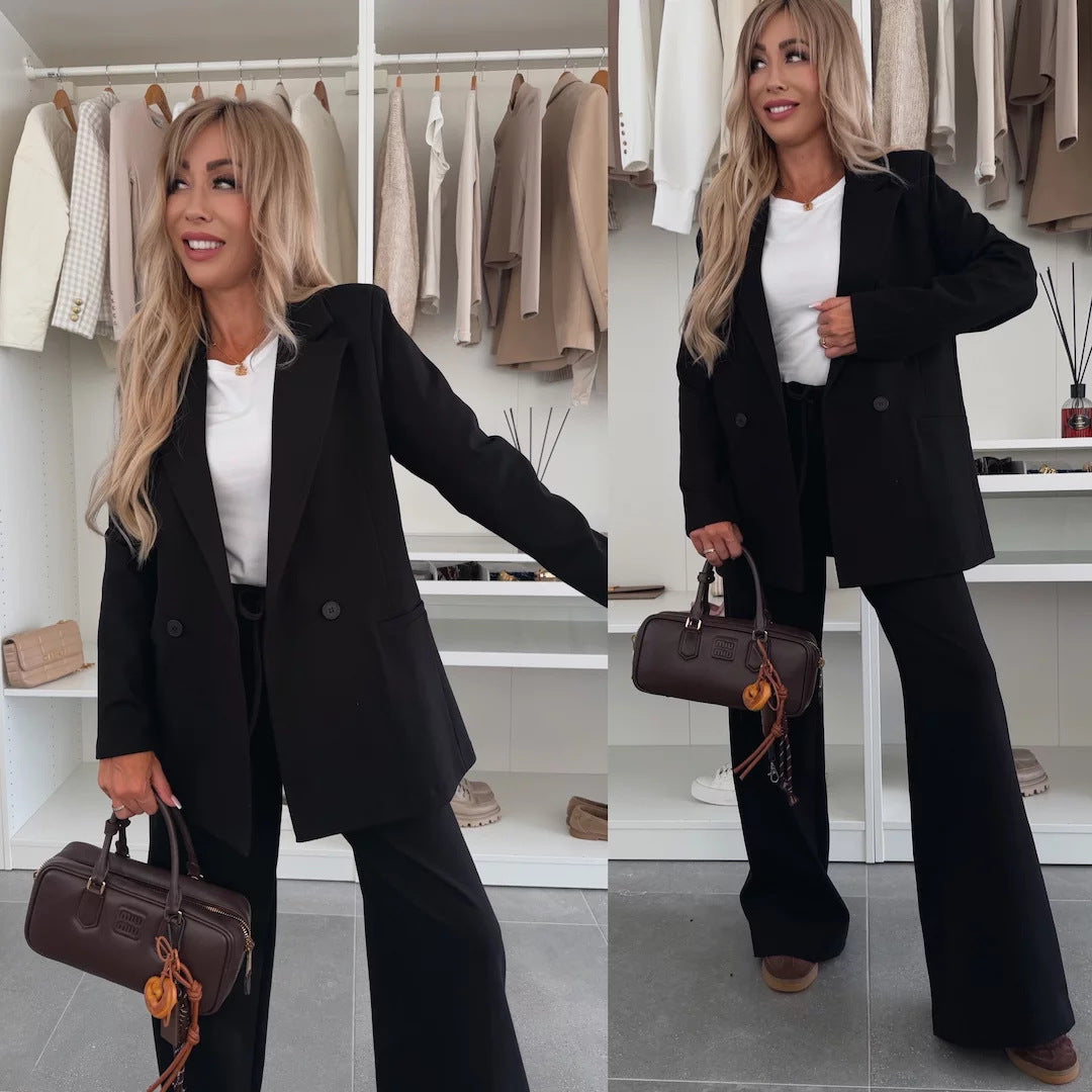 Damen Elegantes Blazer-Set mit weitem Schnitt und schickem Hosen EB