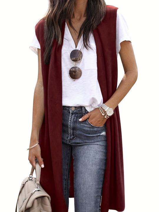 Damen longitudinaler Strickmantel mit Seitenschlitzen EB