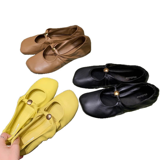 Damen Ballerina-Schuhe mit elegantem Knopfdetail und weichem Obermaterial EB
