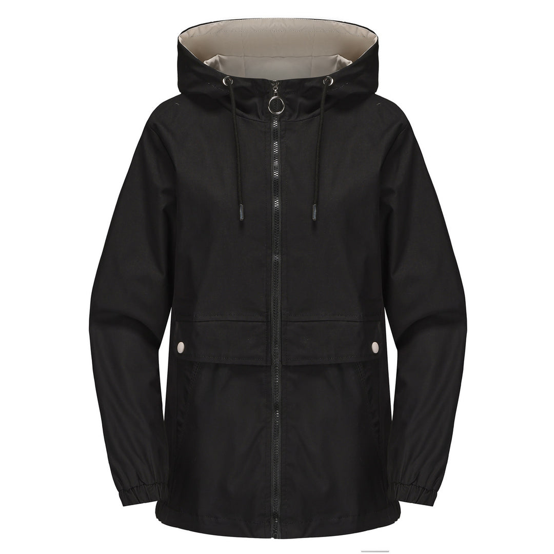 Damen nan leichter wasserabweisender Kapuzenparka mit Tunnelzug, Ringzipper und verdeckter Druckknopfleiste EB