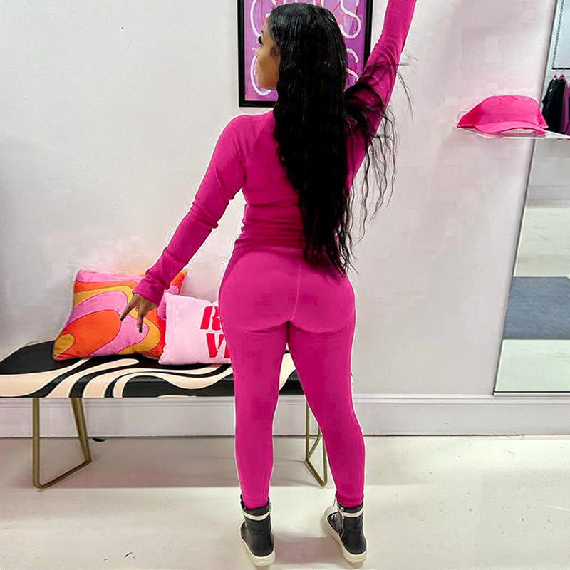 Damen Sportliches Funktions-Set mit langärmligem Oberteil und enganliegender Hose EB