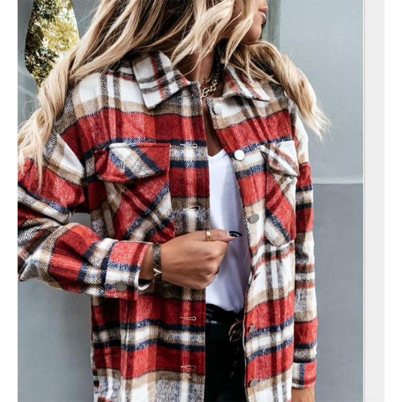 Damen Karierte Overshirt Jacke aus weicher Flanellqualität EB