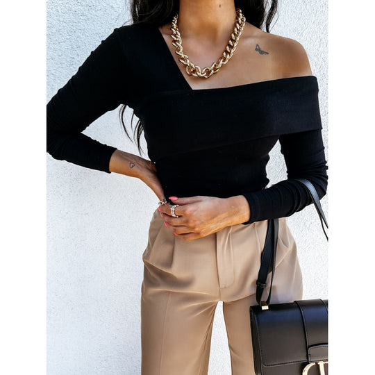 Damen asymmetrisches One-Shoulder-Top EB