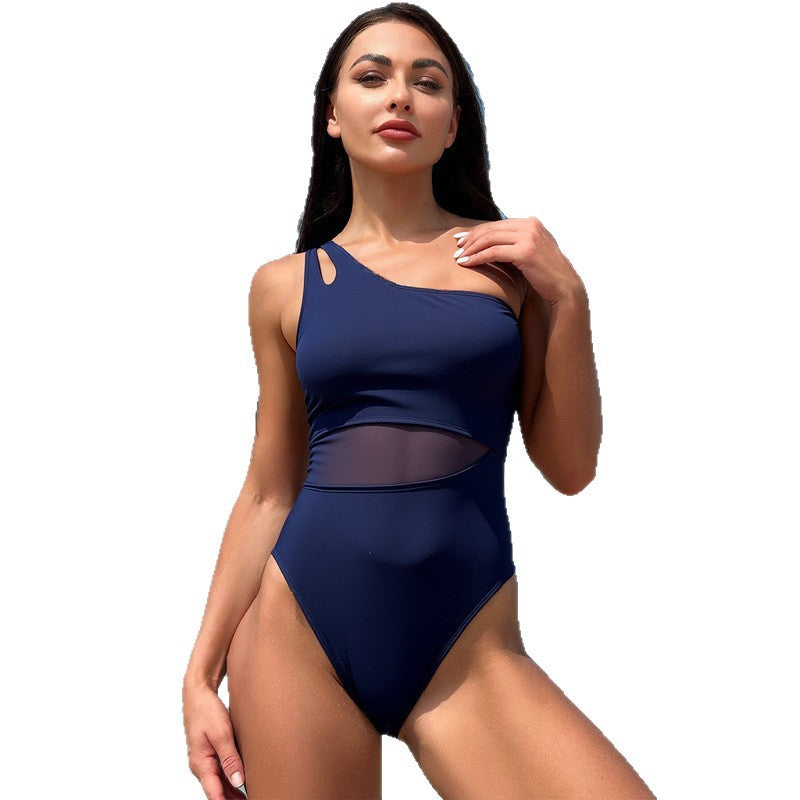 Damen Einseitiger Badeanzug mit innovativem Cut-Out und transparenten Einsätzen EB