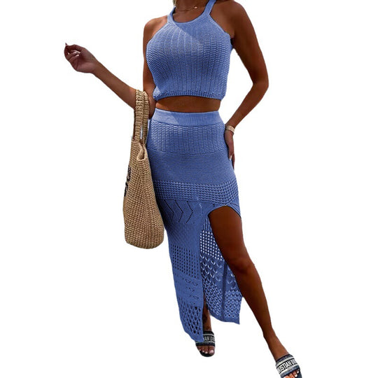 Damen luftiges gestricktes Deux-Pièces-Set EB
