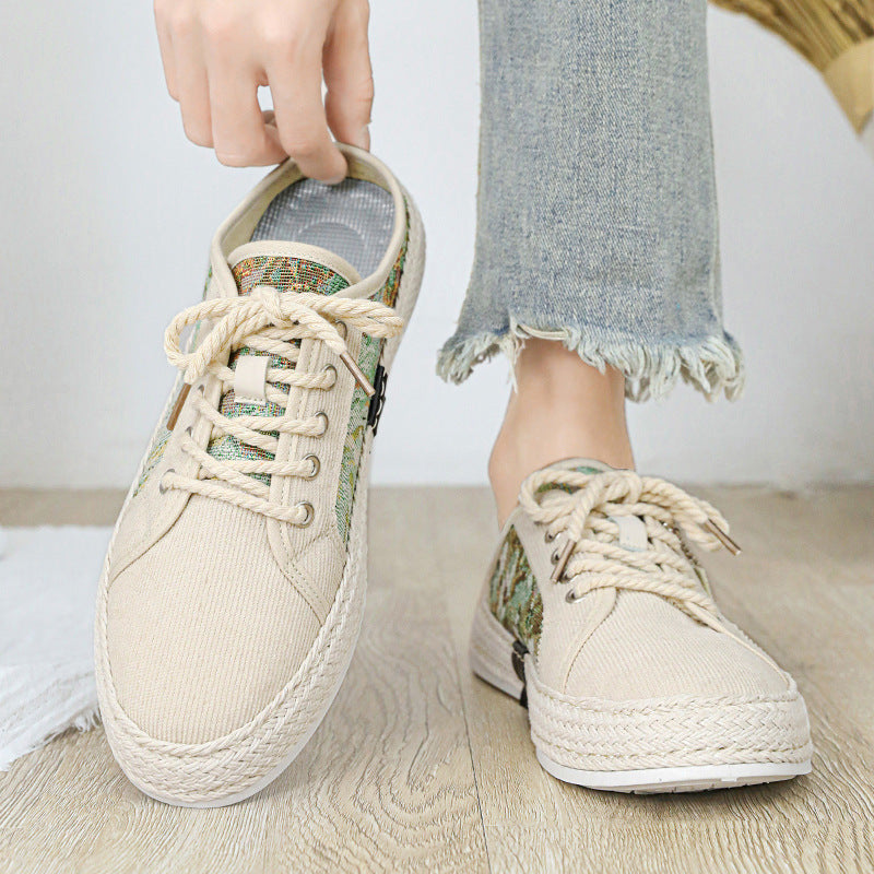 Damen Modische Espadrilles mit trendy Camouflage-Design und elastischem Einschlupf EB