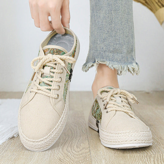 Damen Modische Espadrilles mit trendy Camouflage-Design und elastischem Einschlupf EB