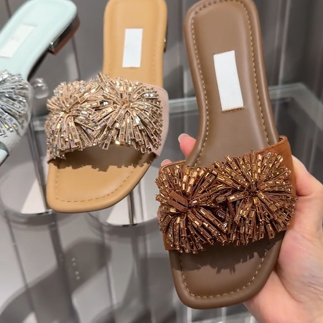Damen Glamouröse Sandalen mit funkelndem Pailletten-Akzent EB