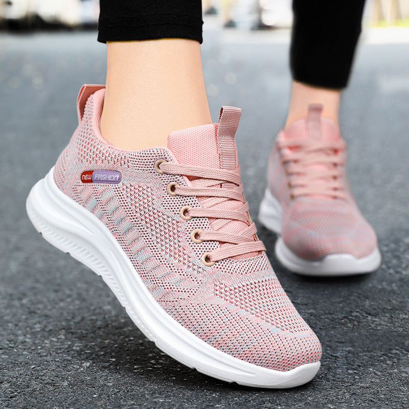 Damen nan leichte atmungsaktive Strick-Walking-Sneaker mit gepolstertem Fersenabschluss und dämpfender EVA-Zwischensohle EB