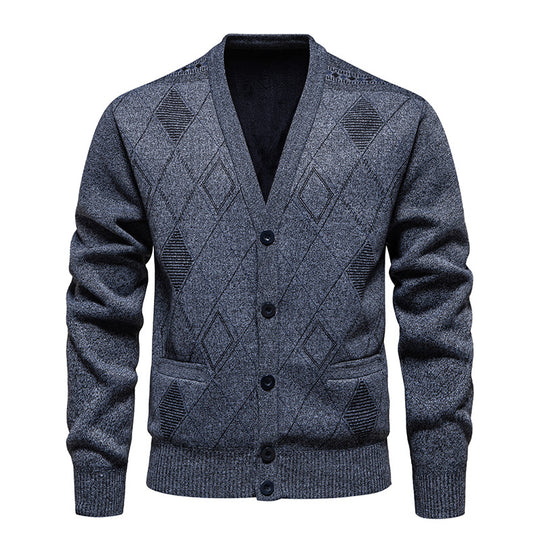 Herren stilvolle Strickjacke mit Rautenmuster EB