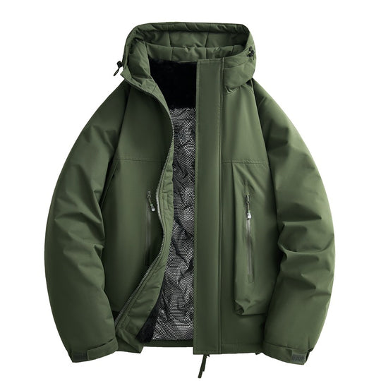 Herren wasserabweisende gefütterte Winterjacke mit Kapuze und weichem Fleece-Innenfutter EB