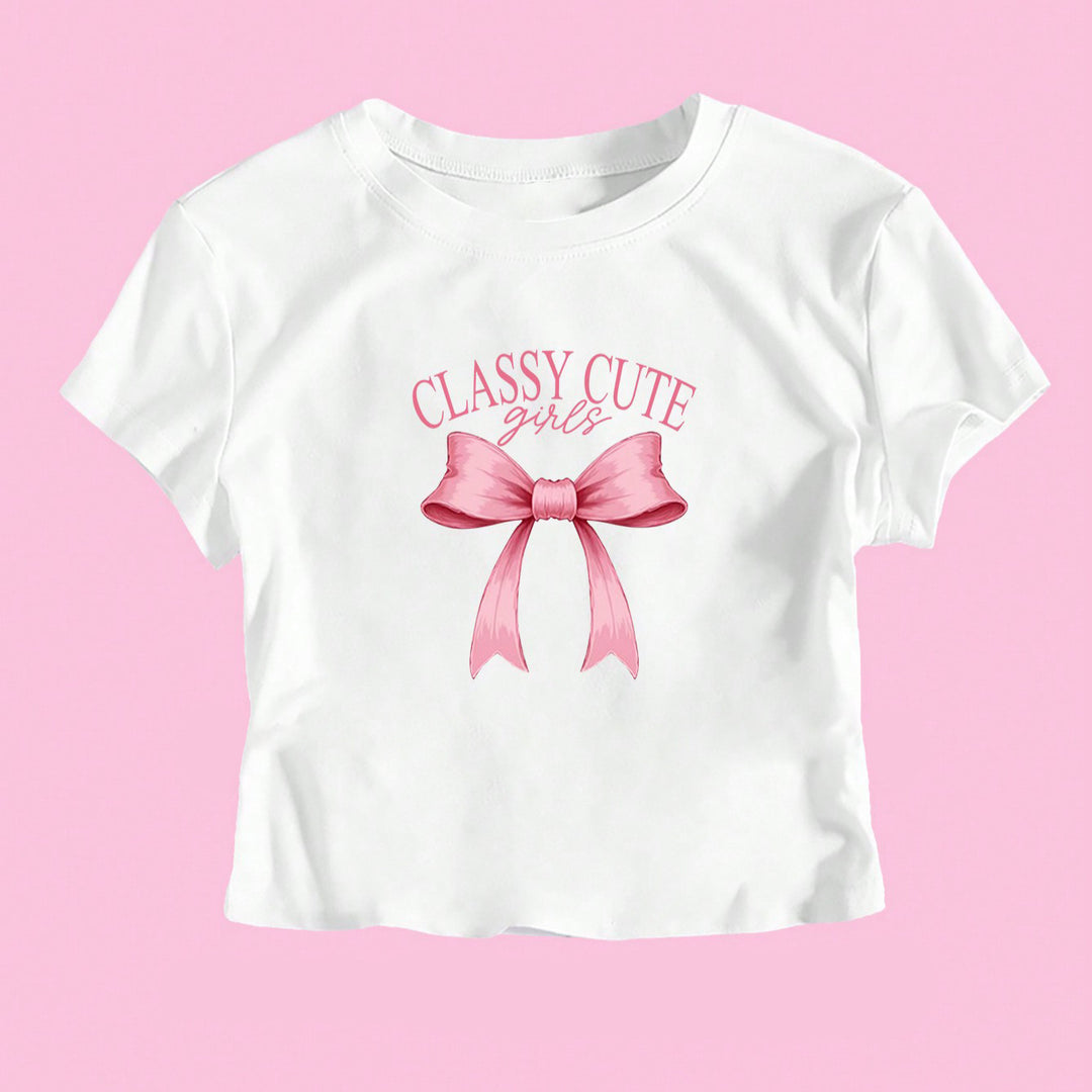 Damen Crop-T-Shirt mit witzigem Geburtstagsslogan und figurbetontem Schnitt EB