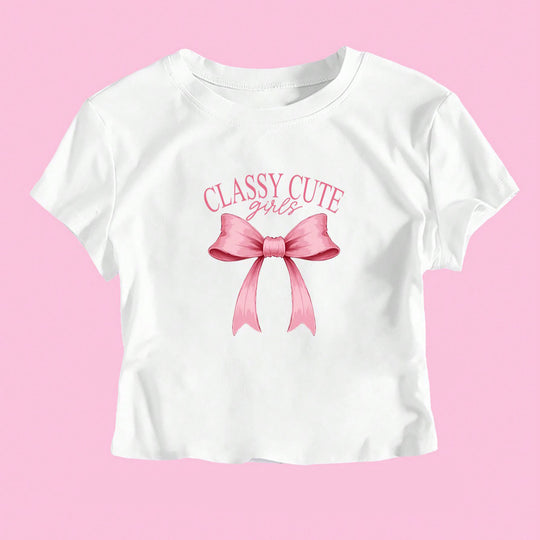 Damen Crop-T-Shirt mit witzigem Geburtstagsslogan und figurbetontem Schnitt EB
