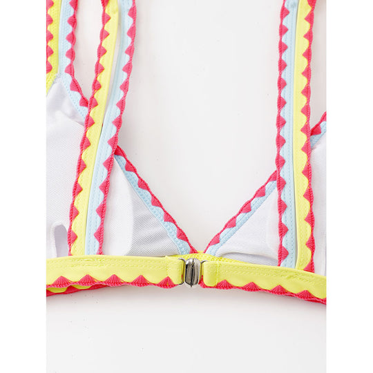 Damen Triangel-Bikini mit buntem Spitzenband EB