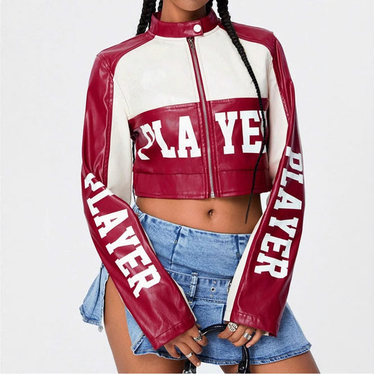 Damen cropped Jacke mit sportiven Akzenten EB