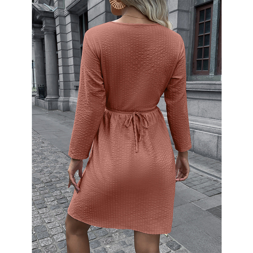 Damen legeres Kleid mit taillierbarem Gürtel und 3/4-Ärmeln EB