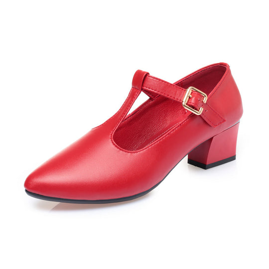 Damen Mary Jane Schuhe mit elegantem Riemchen und angenehm gepolstertem Blockabsatz EB