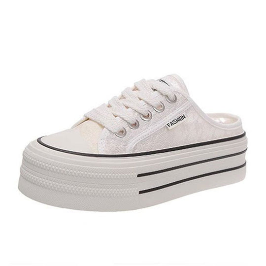 Damen Plattform Sneaker mit luftiger Canvas-Oberfläche und rutschfester Sohle EB