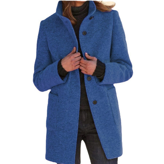 Unisex nan leichter Übergangs-Mantel mit Stehkragen, verdeckter Knopfleiste und aufgesetzten Taschen EB