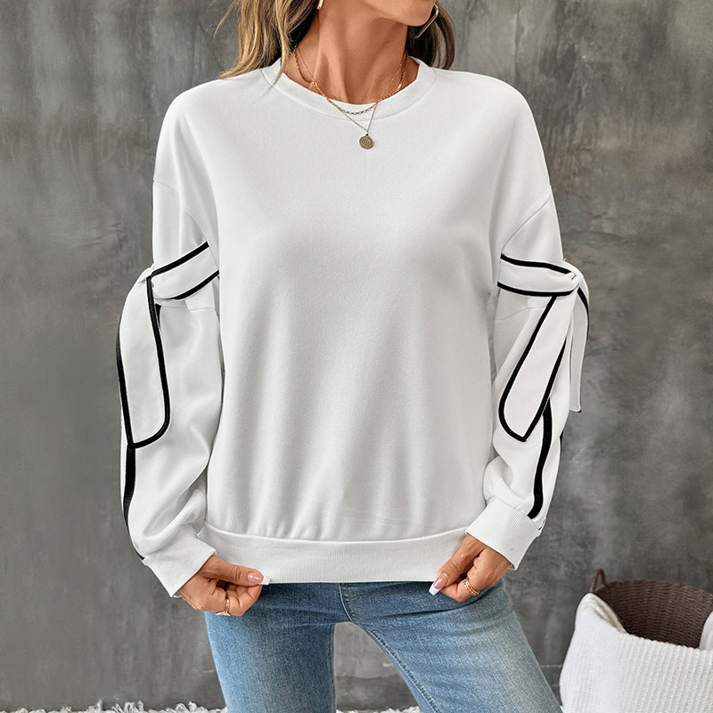 Damen sportliches Sweatshirt mit kontrastierenden Ärmeldetails EB
