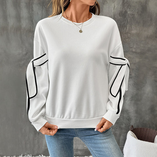 Damen sportliches Sweatshirt mit kontrastierenden Ärmeldetails EB