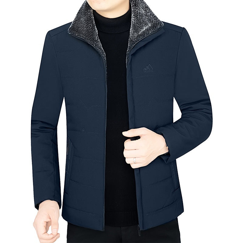 Herren Thermo-Stehkragenjacke mit weichem Teddyfutter und Reißverschlusstaschen EB