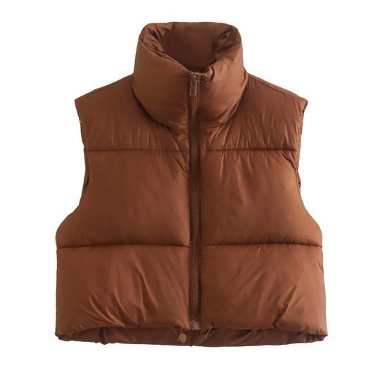 Damen Steppweste mit hohem Kragen und praktischen Taschen EB