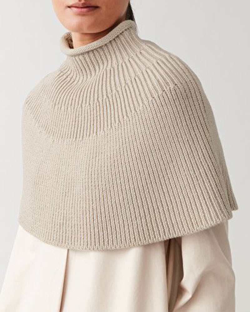 Damen Strickcape mit hochgeschlossenem Kragen EB