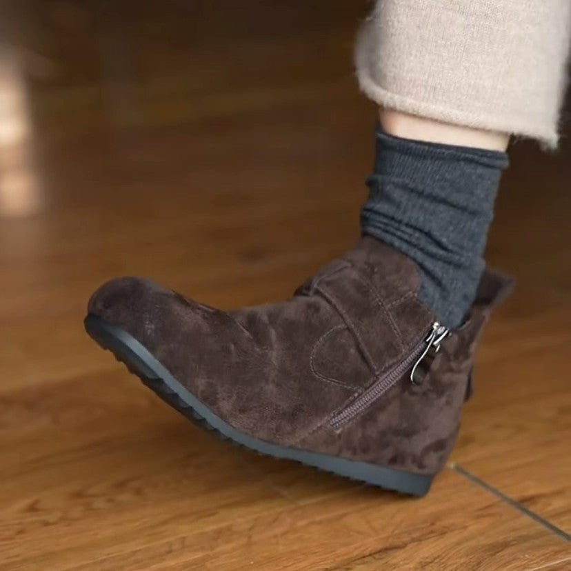 Damen Stylish Mokassins mit seitlichem Reißverschluss und bequemer Sohle EB