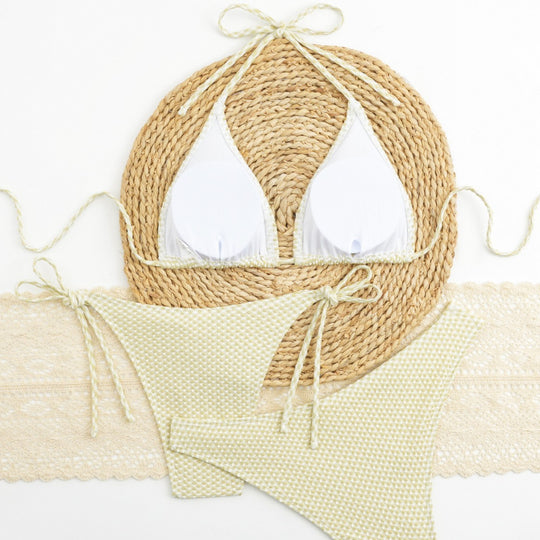 Damen Triangel-Bikini-Set mit verstellbaren Trägern und klassischem Karomuster EB