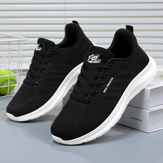 Damen nan gestrickter Schnür-Sneaker mit 3D-Strickobermaterial, verstärkter Zehenkappe und reaktiver EVA-Dämpfung EB