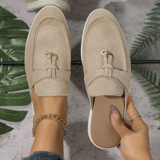 Damen Bequeme Slip-On Mokassins mit eleganter Schnallen-Applikation EB
