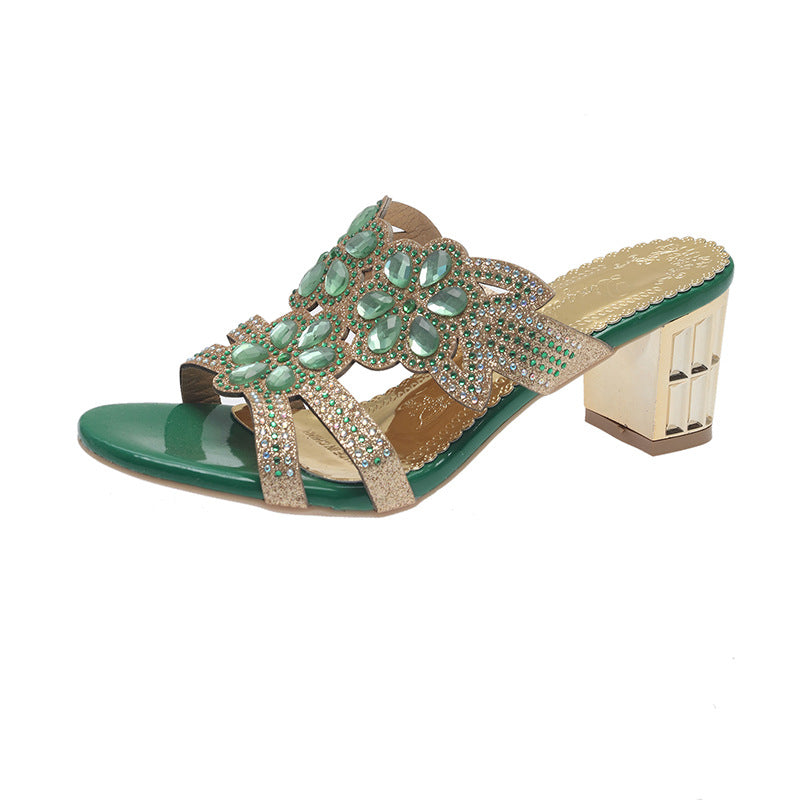 Damen elegante Sandaletten mit floralem Schmuckdesign EB