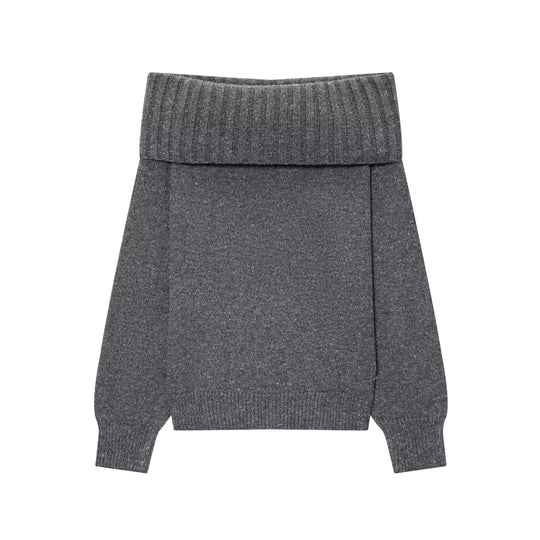 Damen Elegante Strickpullover mit überschnittenen Schultern EB