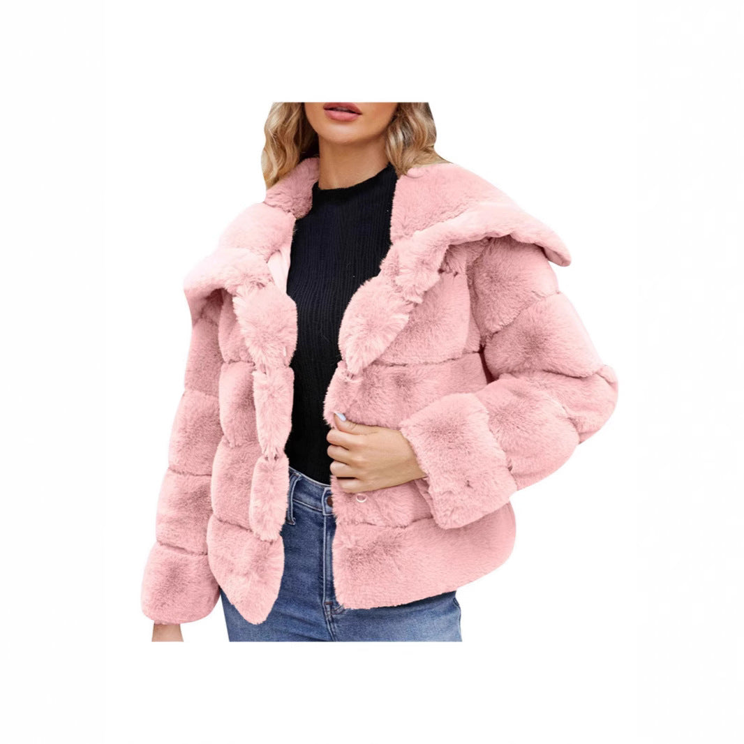 Damen Trendige Puffjacke mit weich gefüttertem Kunstfell EB