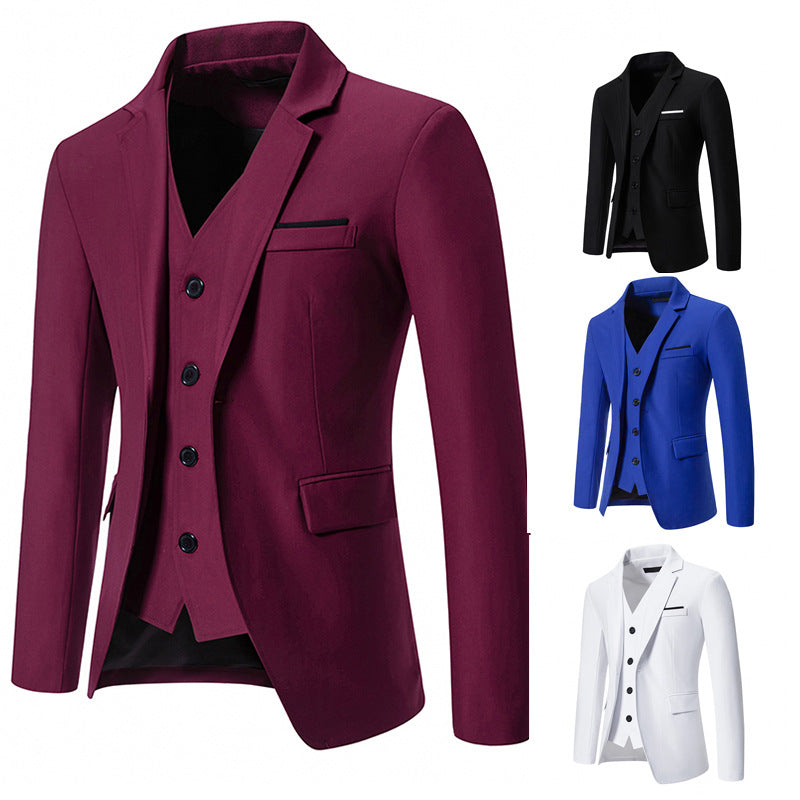 Herren nan elegantes Einreiher-Sakko mit passender Weste und schmalem Business-Schnitt EB