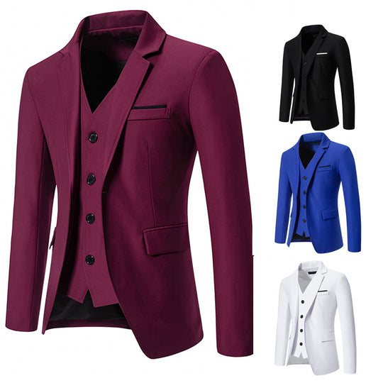 Herren nan elegantes Einreiher-Sakko mit passender Weste und schmalem Business-Schnitt EB