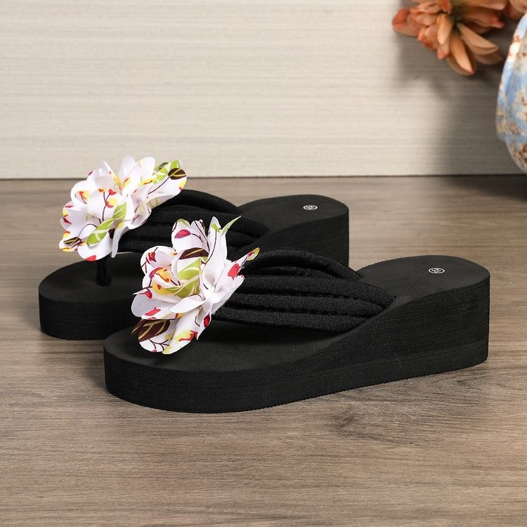 Damen Plateau-Sandalen mit floralem Design und komfortablem Fußbett EB