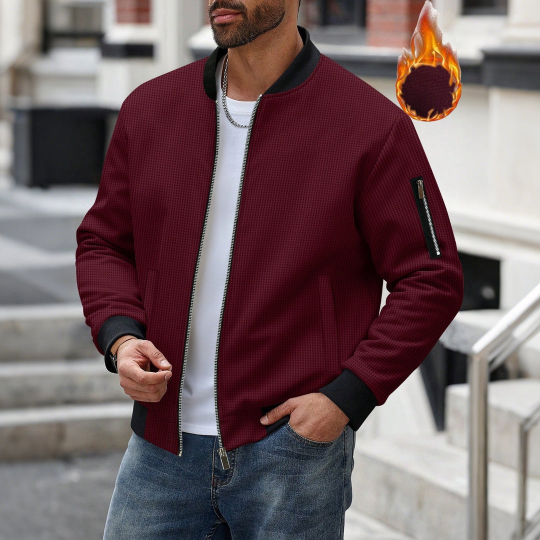 Herren lässige Bomberjacke mit innovativen Stoffstrukturen und praktischem Reißverschluss EB