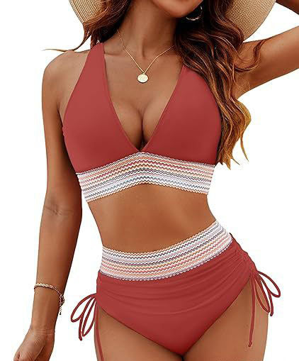 Damen Hochtailliertes Bikini-Set mit verstellbaren Trägern EB