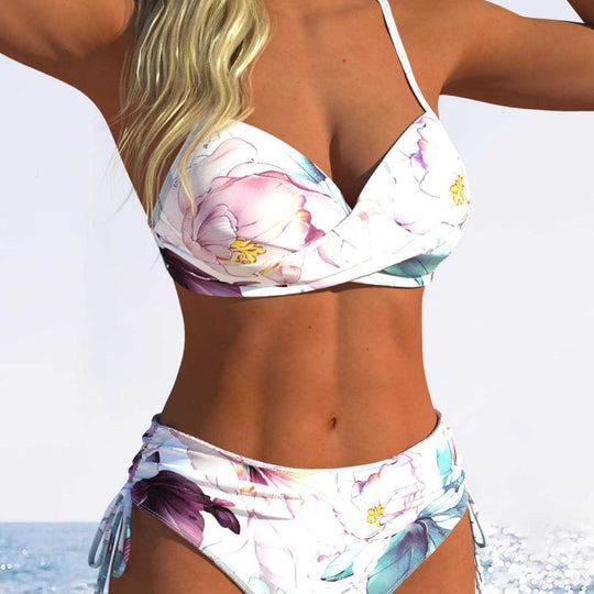 Damen Bikini-Set mit gepolstertem Oberteil und hohem Bund EB