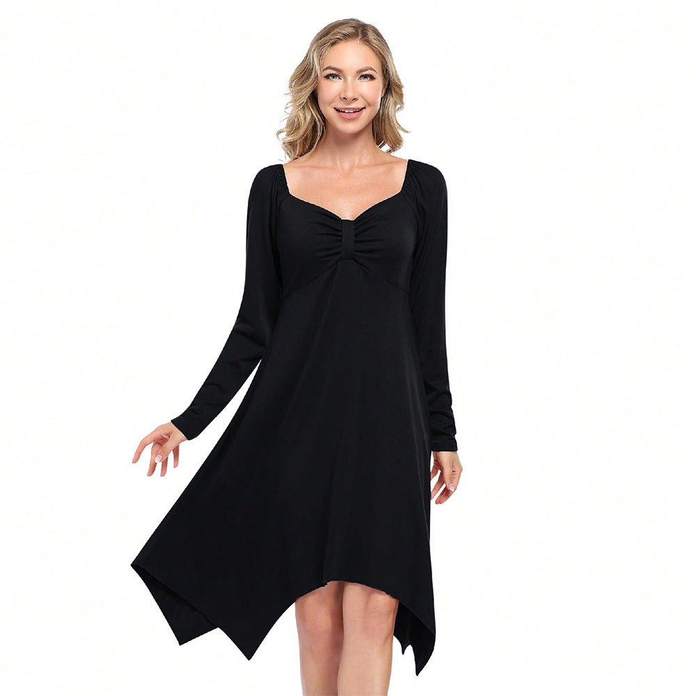 Damen asymmetrisches Longsleeve-Kleid mit gerafftem Bustier, Empire‑Naht und Zipfelsaum Eichborn Berlin