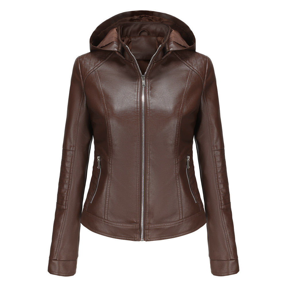 Damen Kapuzenjacke aus hochwertigem Kunstleder EB