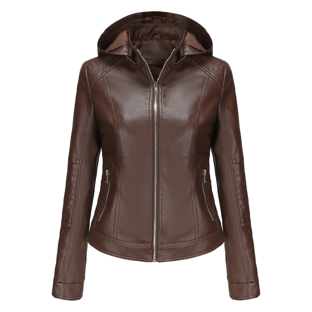 Damen Kapuzenjacke aus hochwertigem Kunstleder EB