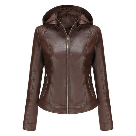 Damen Kapuzenjacke aus hochwertigem Kunstleder EB