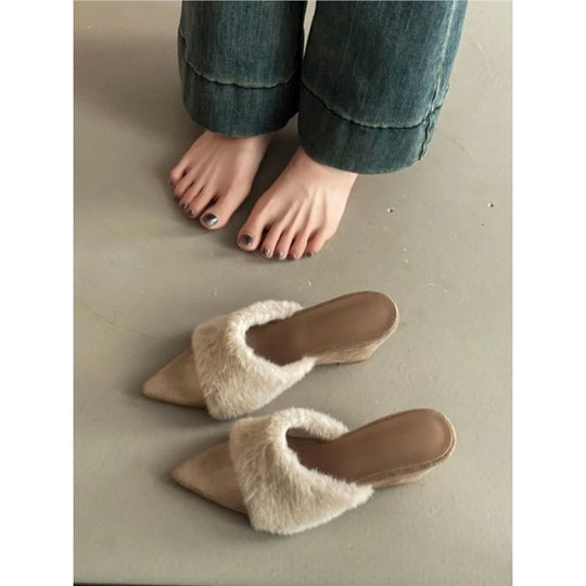 Damen elegante Plateau-Mules mit Fäustling-Optik EB